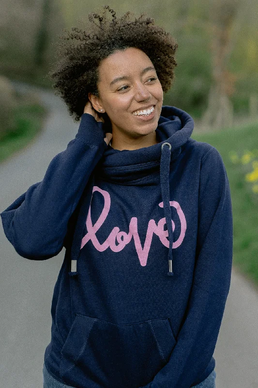 Pullover HoodiesNavy Love Me Cowl Neck Hoodie