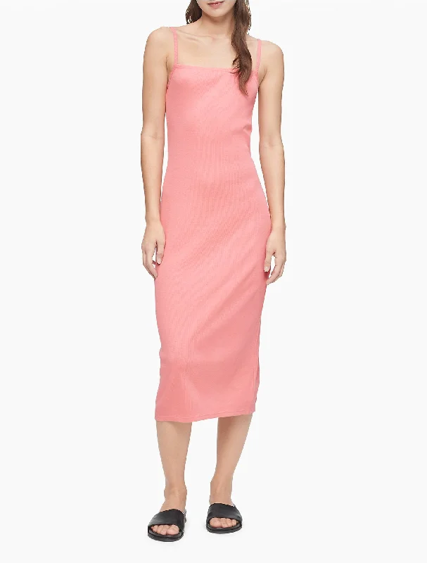 Calvin Klein Strappy Ribbed Midi Dress - Women