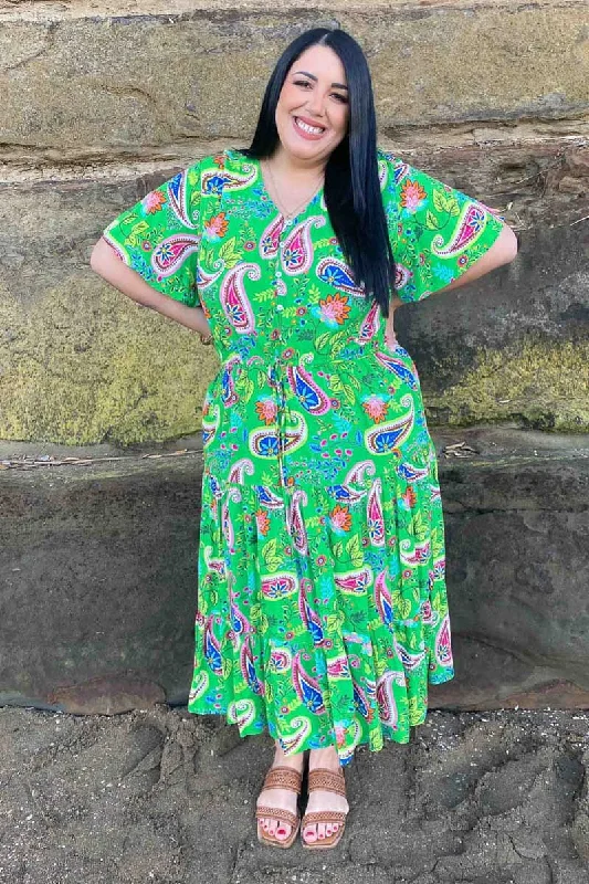 Ashleigh Dress Green Paisley