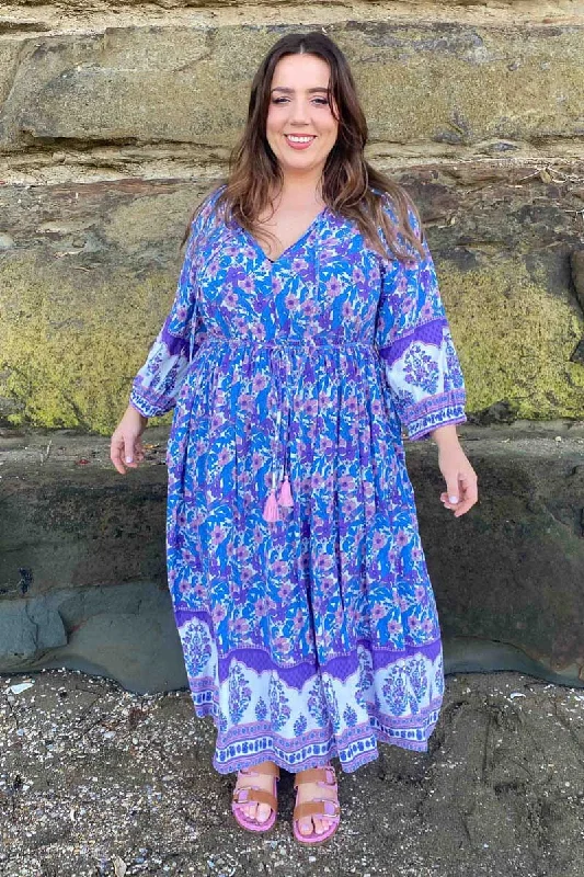 Maggie Boho Midi Dress Purple